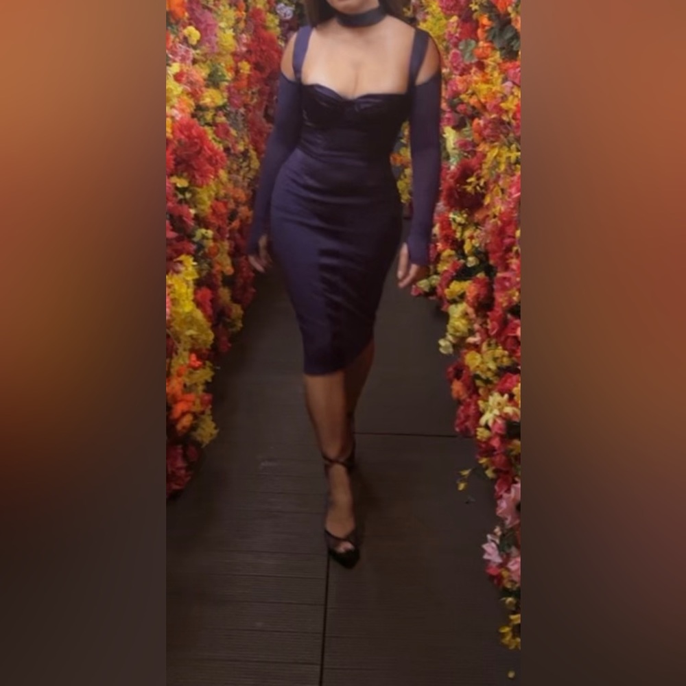 GRAPE CORSET MIDI DRESS - Picture 5 of 5